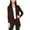 Brown, variant on Moa Collection Women's Long Sleeve Relaxed Loose Fit Draped Neck Open Front Waist Length Solid Cardigan