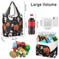 thumbnail image 3 of 5 Pack Foldable Shopping Bag,Black Halloween Pumpkin Faces Reusable Grocery Bags with Pockets,Large Reusable Tote Bags with Handles Waterproof & Lightweight, 3 of 6
