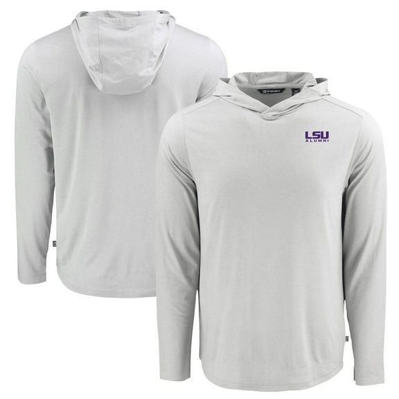 Men's Cutter & Buck Gray LSU Tigers Coastline Epic Comfort Eco Recycled Long Sleeve Hoodie T-Shirt