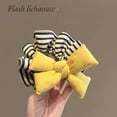 thumbnail image 2 of Bright yellow cotton filled bow hair band striped ruffled hair rope Korean fashion versatile hair accessories  new headband, 2 of 5