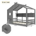 thumbnail image 5 of Bellemave Floor House Bed with Storage Shelf, Wood Twin Size Montessori Bed with Fence, Playhouse Beds Frame Can be Decorated, No Box Spring Needed（Gray), 5 of 8