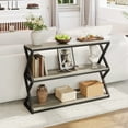 thumbnail image 4 of 47.2 Inch Rustic Console Table, Industrial Entryway Table with 3-Tier Shelves - Long Hallway Sofa Table, TV Stand & Media Center for Living Room, Light Gray, 4 of 8
