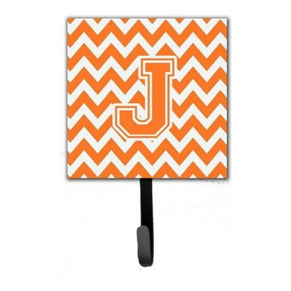 Letter J Chevron Orange & White Leash or Key Holder