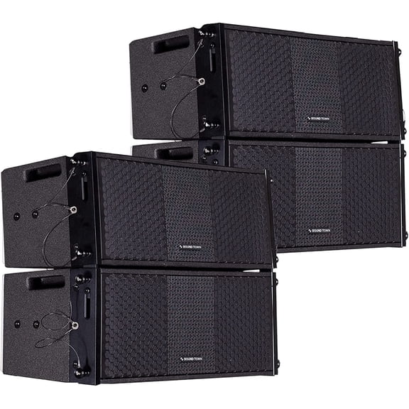 Sound Town ZETHUS Series Two Pairs of Dual 8" Passive Line Array Loudspeakers, 700W, Full-Range/Bi-Amp Switchable, Birch Plywood, Black (ZETHUS-208BV2-2PAIRS)