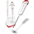 thumbnail image 1 of Kitchen Mama Electric Milk Frother Handheld - Mini Drink Mixer & Cold Foam Maker, Frother Wand for Coffee, Cappuccino, Lattes, Protein Powder Drinks, Matcha, Battery Operated by Silkwhisk (Red), 1 of 6