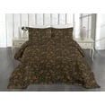 thumbnail image 2 of Ambesonne Paisley Themed Quilted Coverlet 3 Pcs, Boho Damask Grunge, King Size, Charcoal Grey and Dark Khaki, 2 of 4