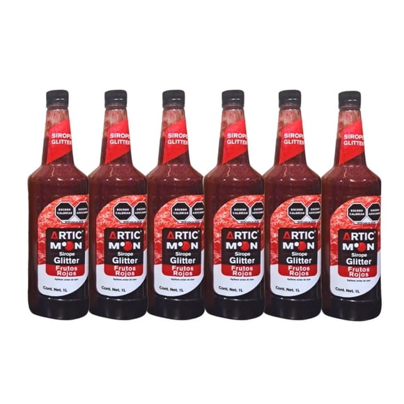 Kit de 6 Jarabes Kala Glitter Para Preparar Bebidas De 1 Lt Sabor Frutos Rojos