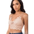 thumbnail image 1 of Zenana Women & Plus Crochet Sexy Lace Bralette Smocking Back Bra with Removable Bra Pads, 1 of 3