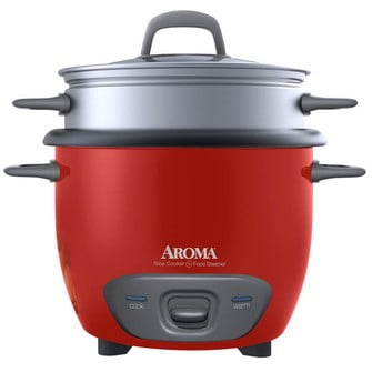 Aroma 14 Cup Non-Stick Programmable Pot Style Red Rice Cooker, 4