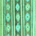 thumbnail image 1 of Ahgly Company Machine Washable Indoor Square Abstract Turquoise Blue Modern Area Rugs, 8' Square, 1 of 4