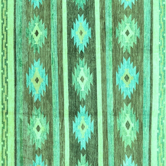 Ahgly Company Machine Washable Indoor Square Abstract Turquoise Blue Modern Area Rugs, 3' Square