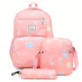 thumbnail image 4 of 3pcs Juego De Bolsas Con Patrón Kawaii Mochila Escolar Preppy Con Bolsa Cruzada Y Estuche Para Lápices Para Estudiantes, 4 of 4