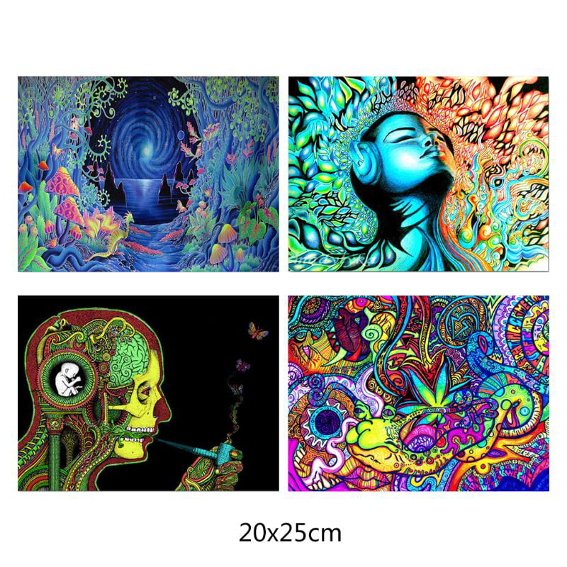 24"x36" Inch Psychedelic Trippy Mushroom Town Art Fabric Silk Poster Print  ! 