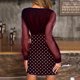 thumbnail image 4 of Vestido de fiesta con cuello en V elegante retro sexy de malla con estampado de puntos a la moda para mujer Pompotops hdfakjf7510, 4 of 6