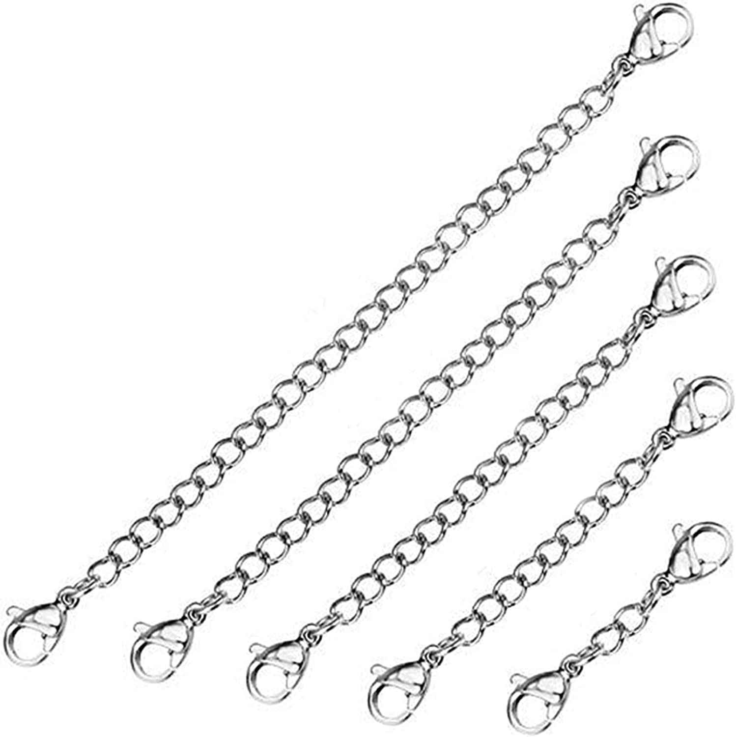 5Pcs Stainless Steel Necklace Bracelet Extender, Double Lobster Clasps Spherical Cylindrical