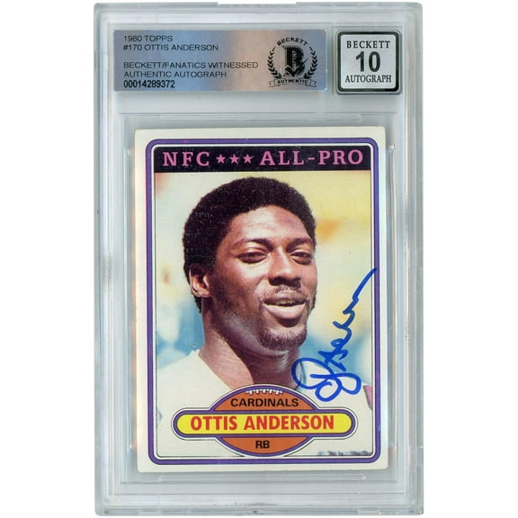 Ottis Anderson St. Louis Cardinals Autographed 1980 Topps #170 Beckett Fanatics Witnessed Authenticated 10 Rookie Card - Fanatics Authentic Certified