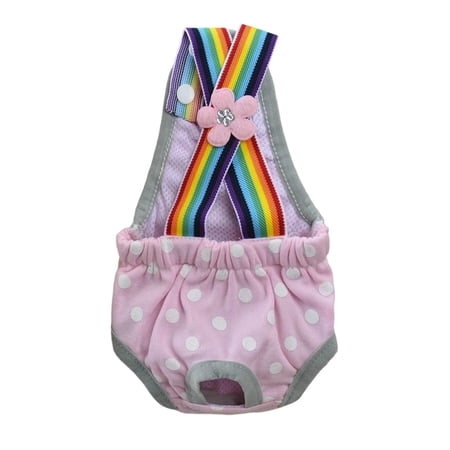 Rainbow Suspender Polka Dot Dog Sanitary Panties Reusable Female Dog Period Underwear for Small Breeds(Light Pink-XXXL)