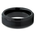 thumbnail image 2 of 8mm Black Tungsten Carbide Ring Brushed Center Beveled Edge Band (6), 2 of 3