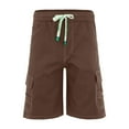 thumbnail image 5 of Sngxgn Men's Casual Drawstring Shorts Lightweight Elastic Waist Walking Shorts with Pockets(Brown,L), 5 of 5