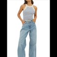thumbnail image 2 of Camisetas Sin Mangas con Cuello Halter para Mujer, de Verano, A Rayas, de Punto Acanalado Elástico, Camisetas Ajustadas Azul S, 2 of 9