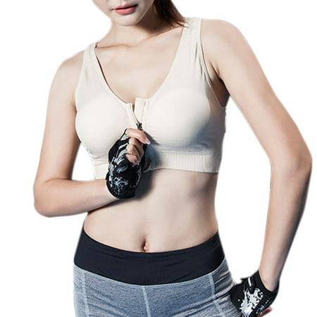 

Girl Zipper Yoga Tops Sports Bra Female Gym Wirefree Running Underwear