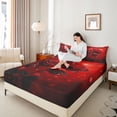 thumbnail image 4 of Castle Fairy Teens Red Rose Bed Sheets,Romantic Flower King Sheets, 4 of 7