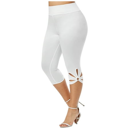 

WANYNG Fashion Women Plus Size Solid Hollow Elastic Waist Casual Leggings Pants Boy Short Pajamas for Women Biker Shorts Workout