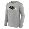 thumbnail image 2 of Men's Heather Gray Baltimore Ravens Primary Team Logo Long Sleeve T-Shirt, 2 of 3