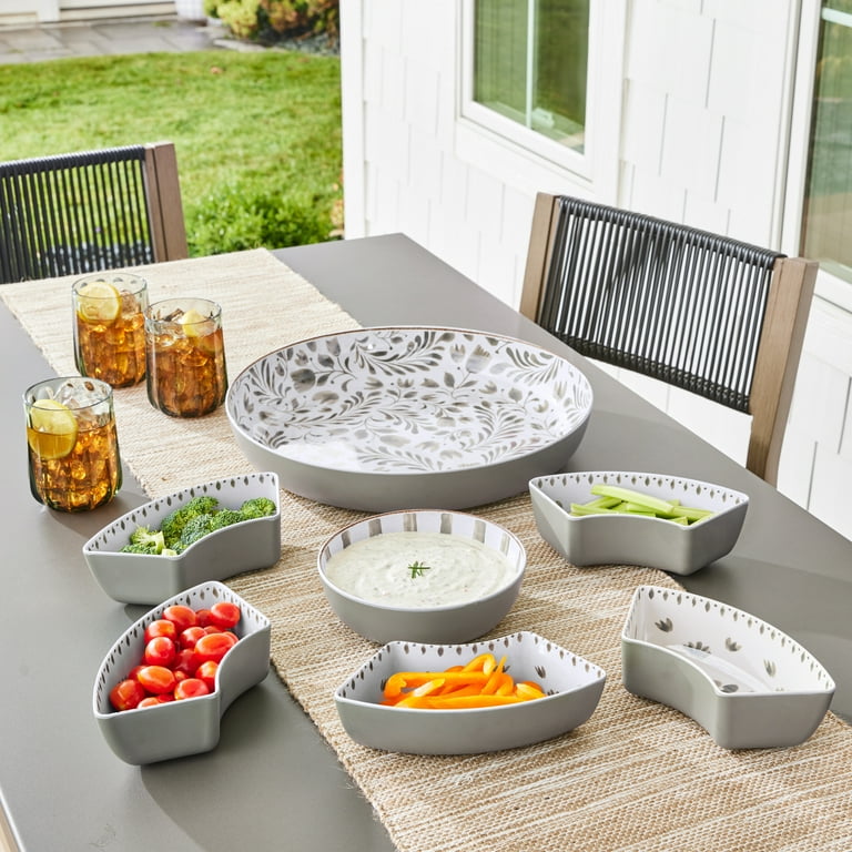 Better Homes & Gardens Bamboo Melamine Chip and Dip Tray Grey