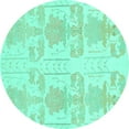 thumbnail image 1 of Ahgly Company Machine Washable Indoor Round Abstract Turquoise Blue Modern Area Rugs, 5' Round, 1 of 4