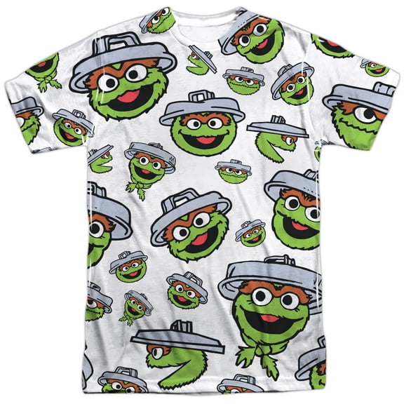 Sesame Street - Oscar Face Pattern - Short Sleeve Shirt - Small