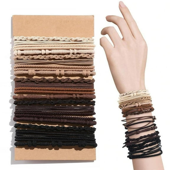 Hair ties, 20-pack, brown tones, elastic headbands, gentle on hair, Brown Hair Accessories, suitable for girls and women.