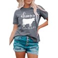thumbnail image 3 of ABPHQTO Camiseta estampada de manga corta gris para mujer El hogar es donde está el rebaño, 3 of 5