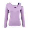 thumbnail image 5 of EDFBUYKRS Women Plus Size Tunic Tops Spring Round Neck Tops Long Sleeve Stripe Print Blouse Purple Sweatshirt for Ladies M, 5 of 5