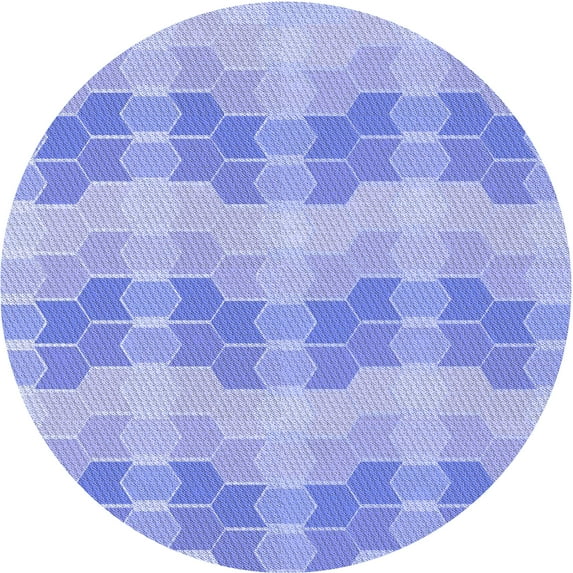 Ahgly Company Indoor Round Patterned Light Slate Blue Area Rugs, 6' Round