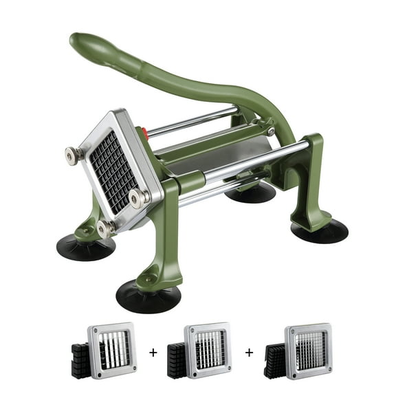 KFFKFF Potato Dicer, French Fry Maker with 1/2-Inch and 3/8-Inch Stainless Steel Cutting Blades, Hand-Operated Vegetable Chopper with Suction Cups, Ideal for Potatoes, French Fries, Cucumbers