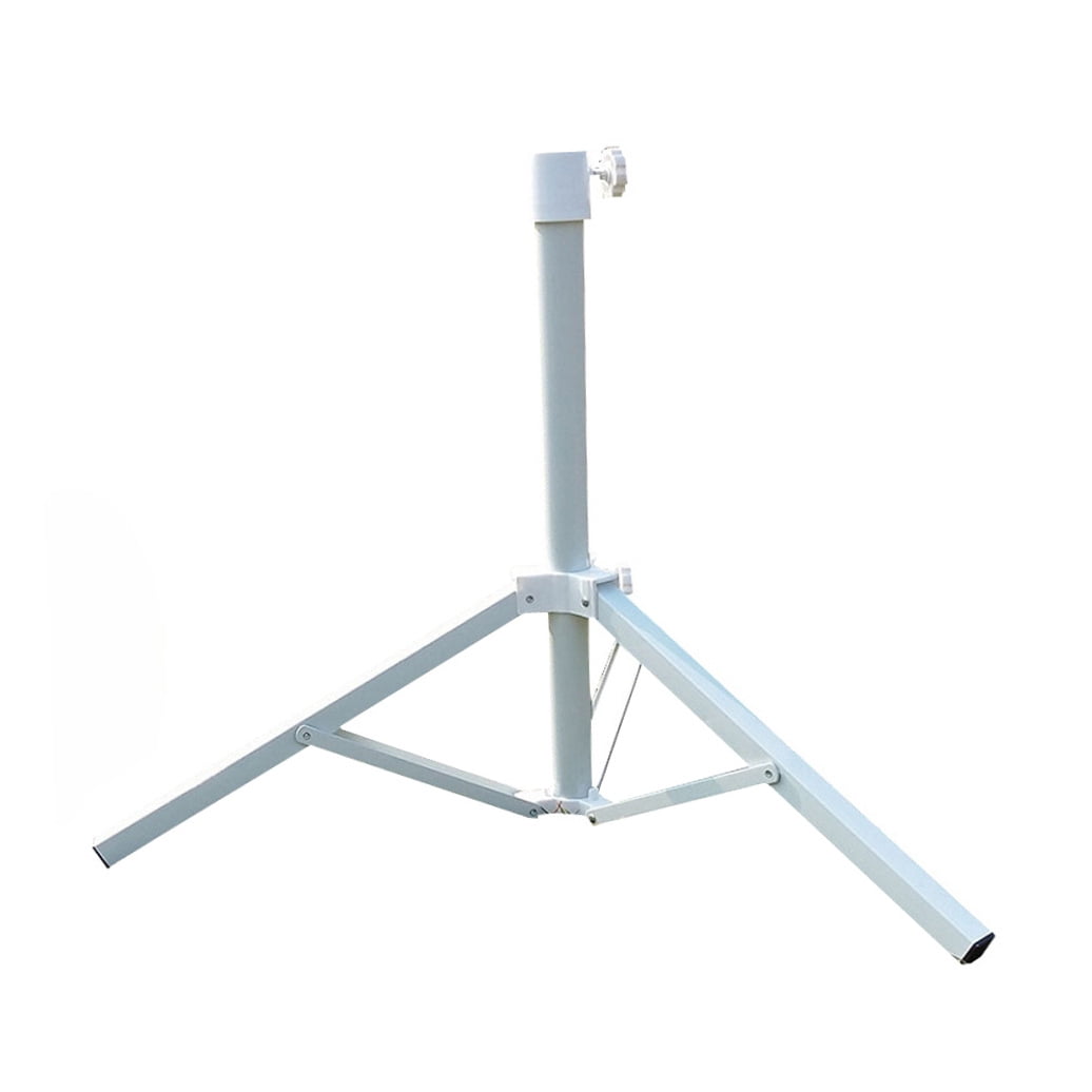 IBASETOY Durable White Iron Garden Umbrella Stand with Adjustable Screw for Stable Patio and
