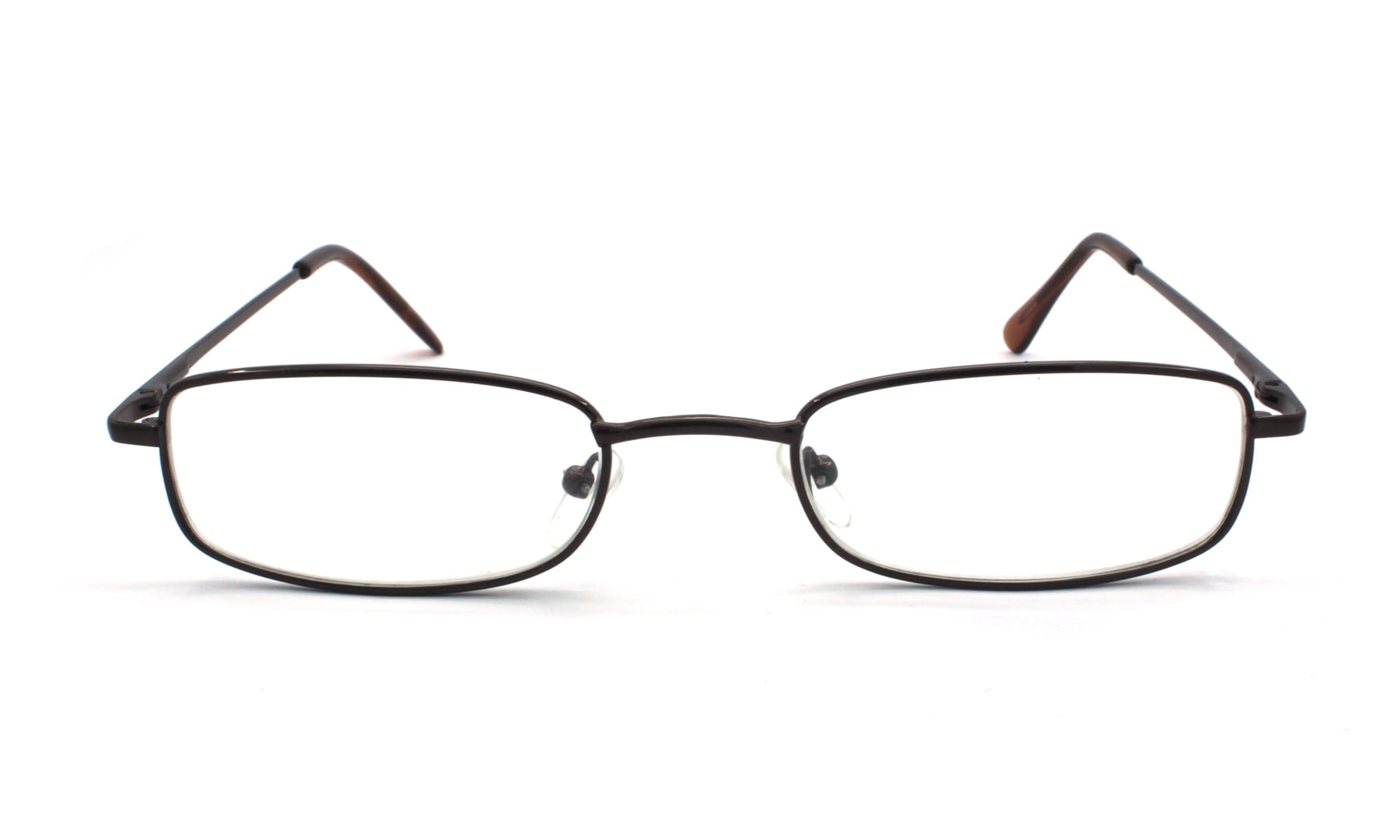 EYE ZOOM 5 Pairs Unisex Classic Rectangular Metal Frame Reading Glasses, Brown, +1.50