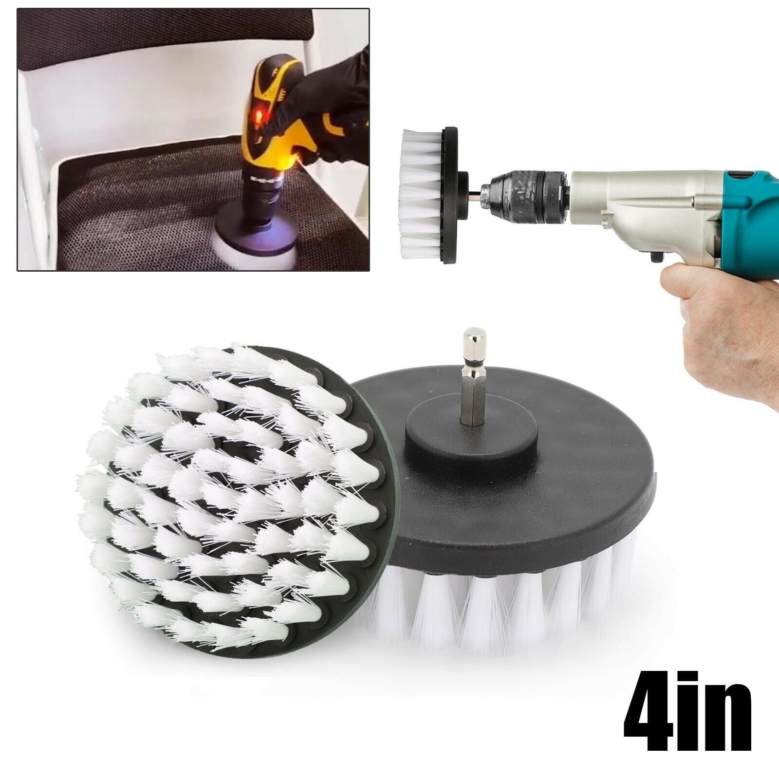 Drill Brush Attachment Fit For Cleaning Carpet Leather Upholstery Tool Kit 