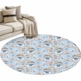 thumbnail image 2 of Area Rug 48in, Blue Snowman Christmas Shell Pearl Floor Carpet Living Room Rug, Sea Starfish Conch Seamless Non-Slip Welcome Mat Indoor Rugs for Bedroom Dining Room, 2 of 9