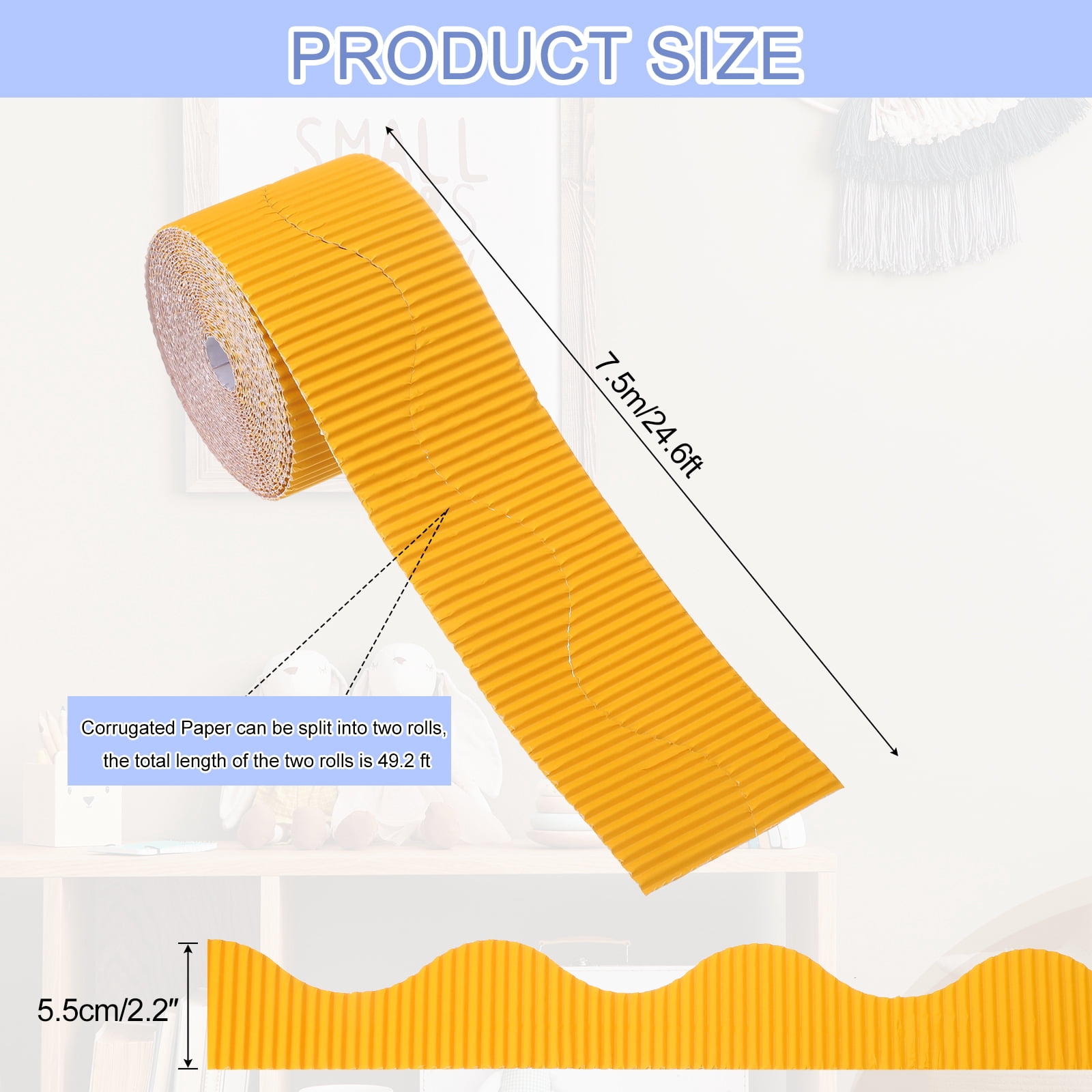Unique Bargains Bulletin Corrugated Paper Decorative Wavy Border Deep Yellow