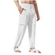 thumbnail image 1 of Pantalones largos de trabajo para hombre, pantalones casuales multibolsillos de talla grande, pantalones tobilleros holgados de algodón y lino con cordón ajustable, pantalones de poliéster para hombre, 1 of 5