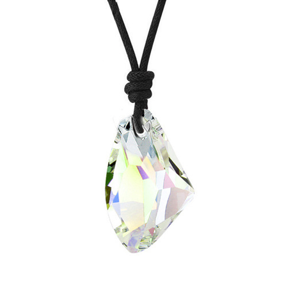 LEAQU Women Necklace Men Faux Crystal Pendant Adjustable Rope Necklace