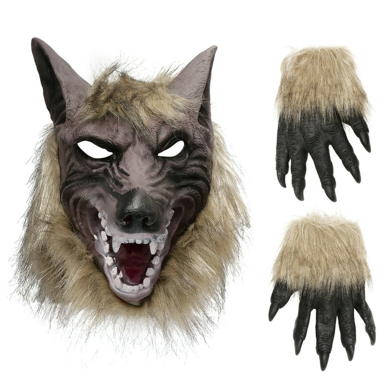 Ferocious Wolf Head Mask for Men Funny Therian Animal Latex Full Face  Mascara Festival Outfit Women Horror Halloween Costume