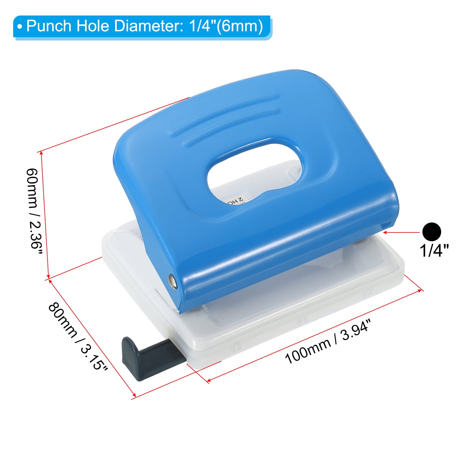 Uxcell 1/4 2 Hole Paper Punch Metal Hole Puncher 10 Sheet Punch Capacity  Adjustable Hole Punch, Blue