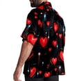 thumbnail image 3 of Valentine's Day Love ECG Men's Short Sleeve Beach Shirts Button Down Poplin Casual Printed Summer Unisex, 3 of 6