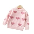 thumbnail image 6 of hengsof Children's Pearl Heart Print Sweater, Fluffy Pink Soft Knit Pullover, Cute Sweet Casual Top, 6 of 6