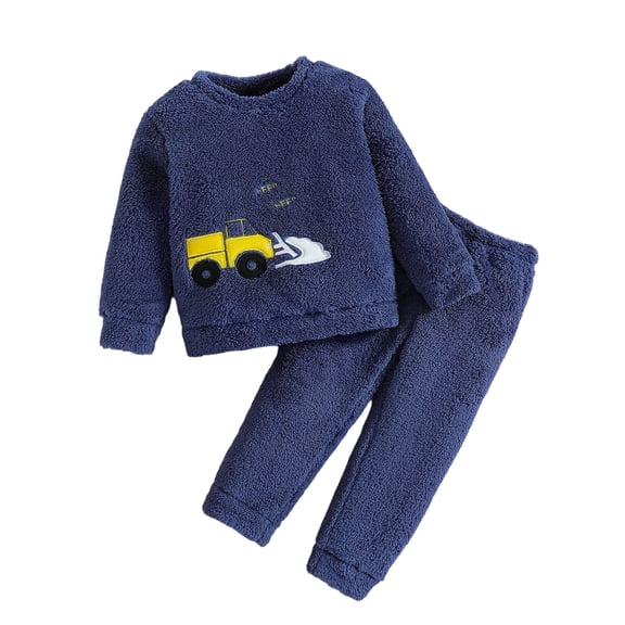 Toddler Kids Pajamas Cartoon Fuzzy Pajamas Warm Winter Pajamas Boys Pjs Size 3-4 Years