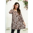thumbnail image 5 of ENMAIN Women's 3/4 Sleeve Tunic Tops Loose Fit Plus Size Blouses Casual Swing Shirts Brown Tee L, 5 of 8