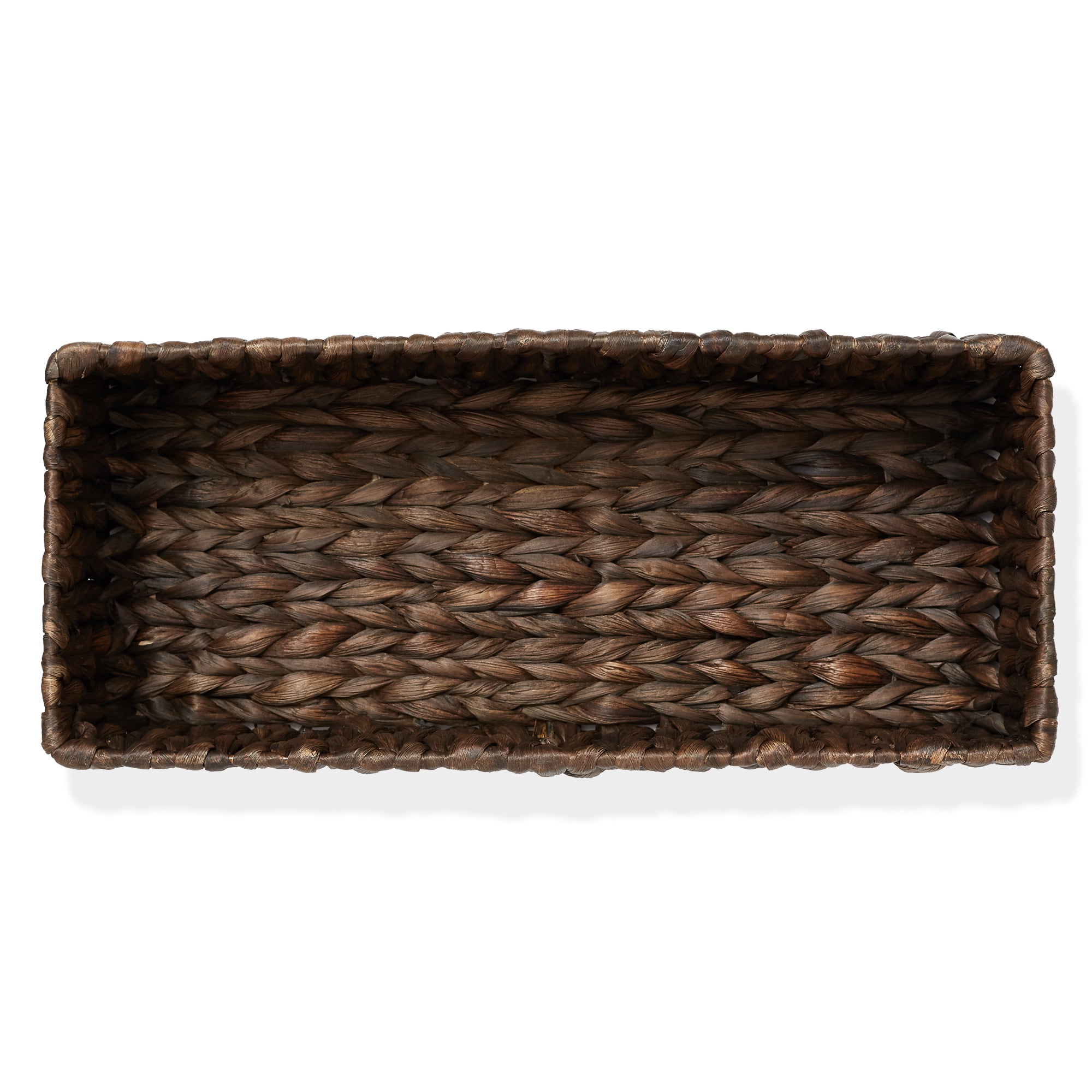 Casafield Bathroom Storage Baskets - Set of 2, Espresso - Water Hyacinth, 16" W  x 6.75" D x 4.25" H, Woven Toilet Paper, Tissue, Shelving Bins